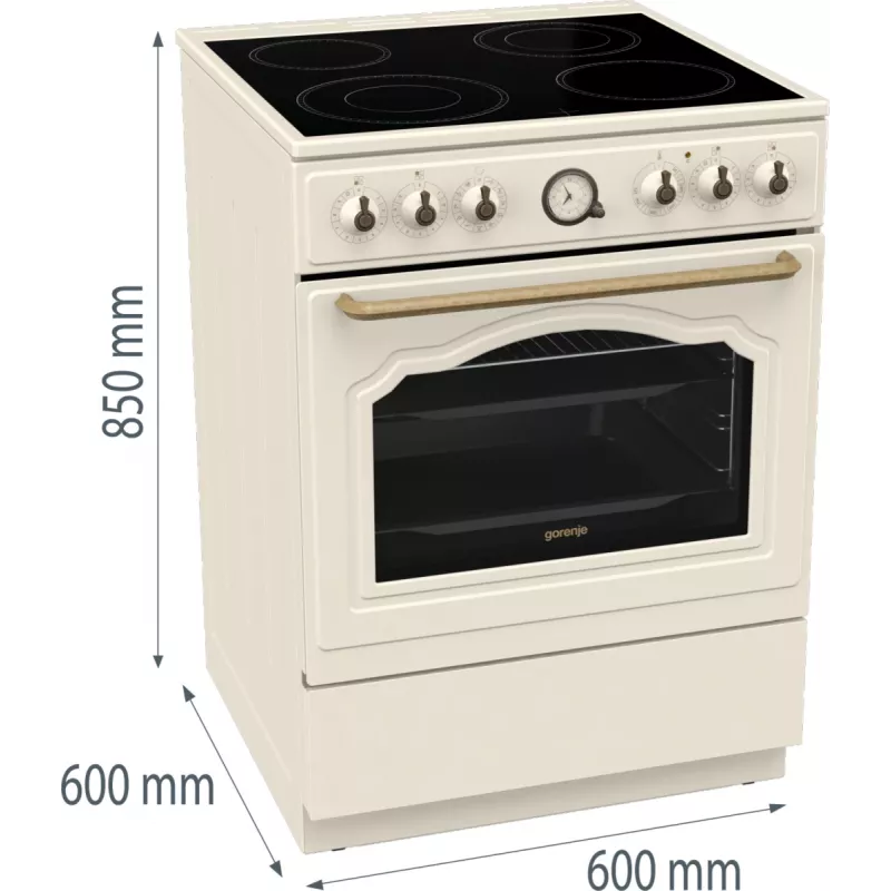 Gorenje GECS6B70CLI Kuchenka wolnostojąca Płyta ceramiczna Beżowy