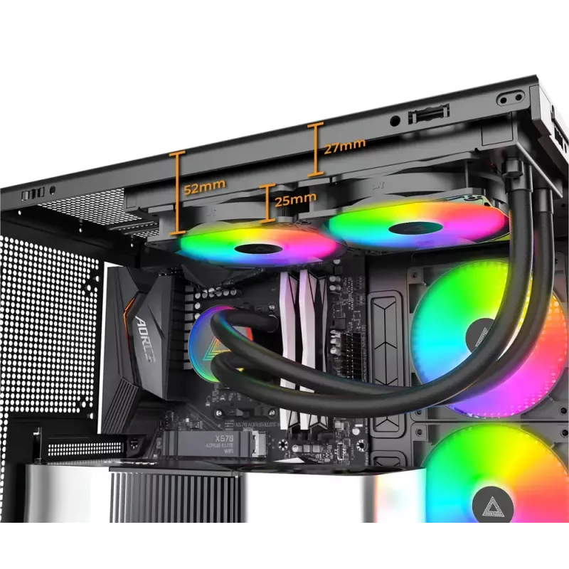Montech LightFlow ARGB 360 Processor All-in-one liquid cooler 12 cm Czarny 1 szt.