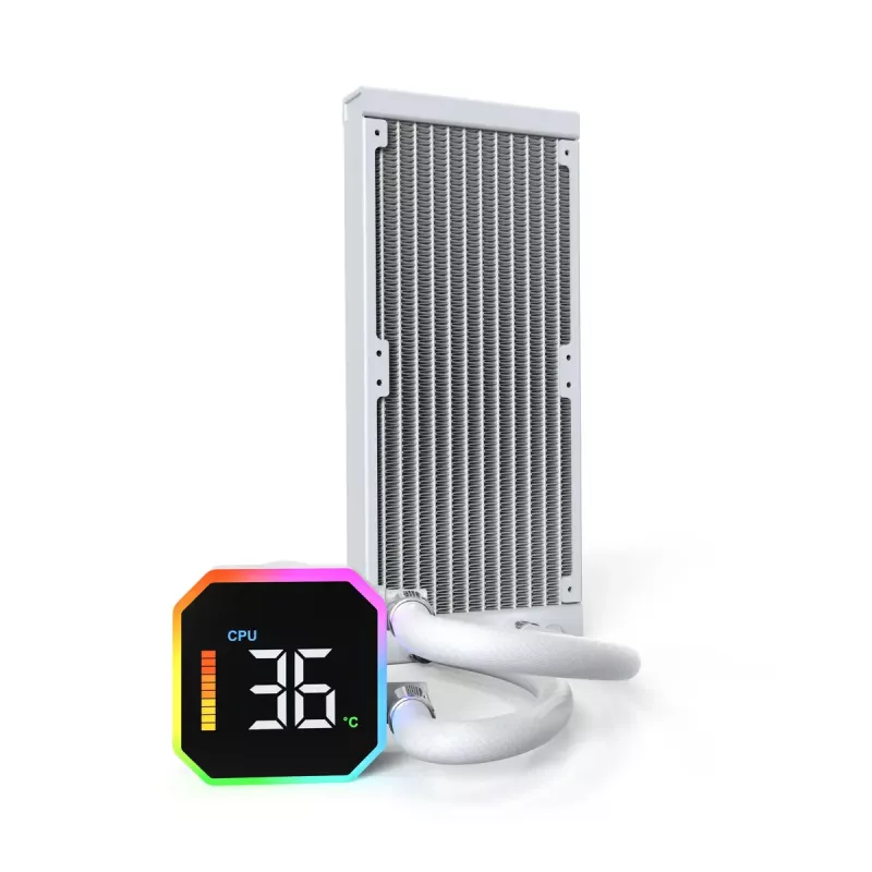 Montech HyperFlow Digital 240 Chłodzenie procesora All-in-one chłodnica cieczy 12 cm Biały 1 szt.