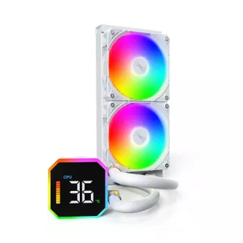 Montech HyperFlow Digital 240 Chłodzenie procesora All-in-one chłodnica cieczy 12 cm Biały 1 szt.