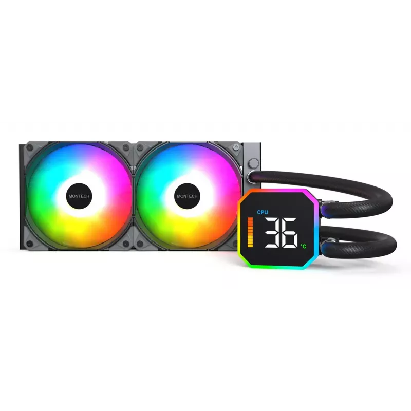 Montech HyperFlow Digital 240 Chłodzenie procesora typu All-in-one 12 cm Czarny 1 szt.