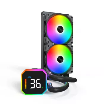 Montech HyperFlow Digital 240 Chłodzenie procesora typu All-in-one 12 cm Czarny 1 szt.