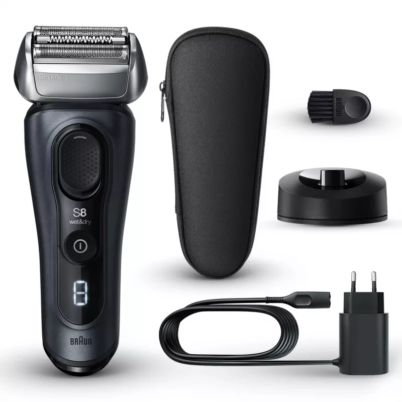Braun Series 8 8513s golarka trymująca na mokro i sucho ze stacją ładującą i etui podróżnym, fjord szary