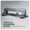 Stojak Axagon STND-VG Aluminium do pionowego wsuwania laptopów 10 inch–17.3 inch. Regulowana szerokość szczeliny 9,5–25,5 mm. Wersja szara.