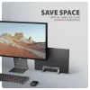 Stojak Axagon STND-VG Aluminium do pionowego wsuwania laptopów 10 inch–17.3 inch. Regulowana szerokość szczeliny 9,5–25,5 mm. Wersja szara.