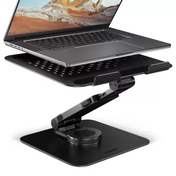 Stojak na laptopa AXAGON STND-LRB — aluminium, obrót 360°, na 10–17,3 cala, regulowana wysokość do 26 cm, pochylenie 0–180°, czarny