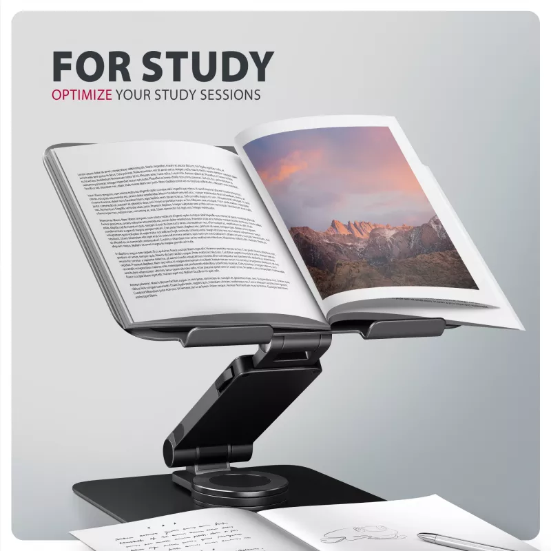 Stojak na laptopa AXAGON STND-LRB — aluminium, obrót 360°, na 10–17,3 cala, regulowana wysokość do 26 cm, pochylenie 0–180°, czarny