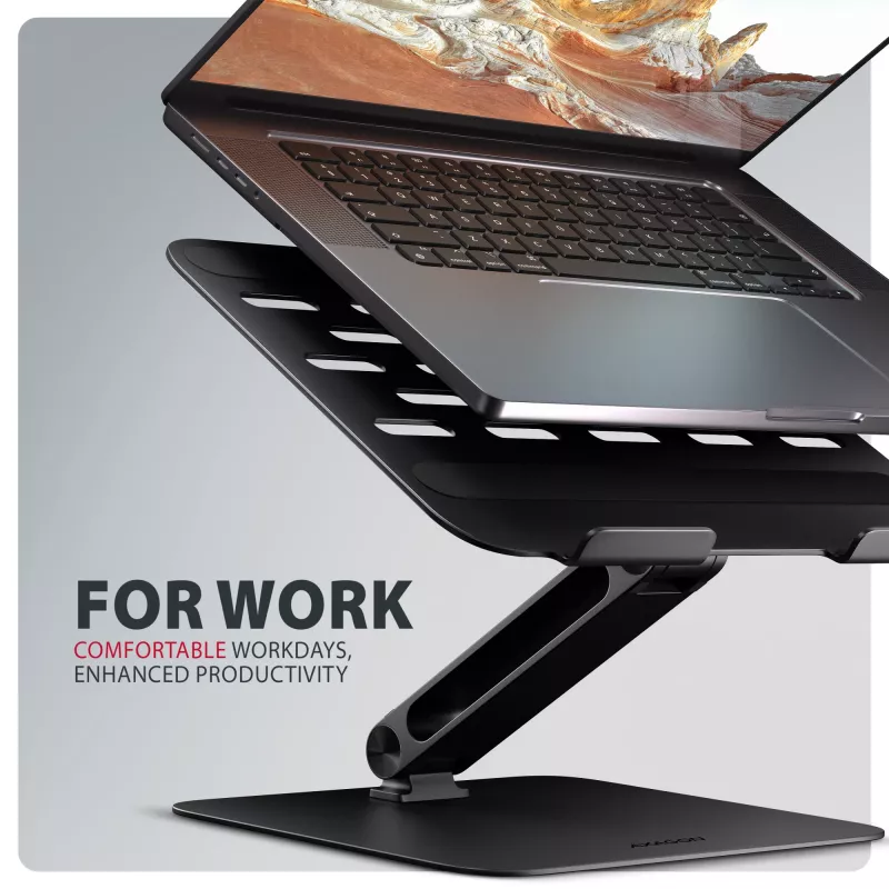 Stojak na laptopa i tablet AXAGON STND-LQB dla 10 cali–17,3 cala, aluminium, czarny, regulowana wysokość 0–20,5 cm i nachylenie 0–180°