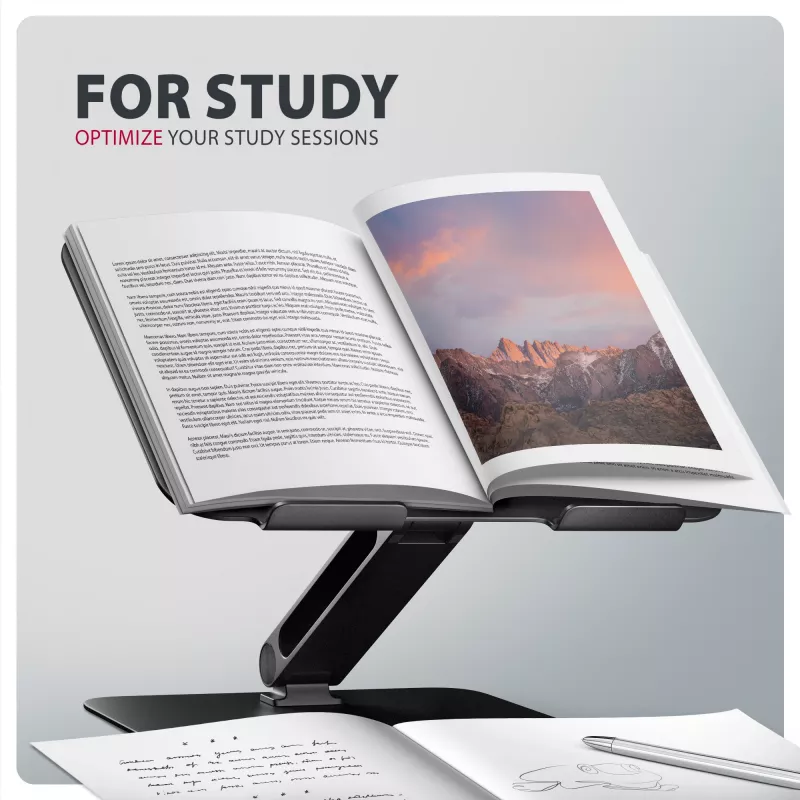 Stojak na laptopa i tablet AXAGON STND-LQB dla 10 cali–17,3 cala, aluminium, czarny, regulowana wysokość 0–20,5 cm i nachylenie 0–180°