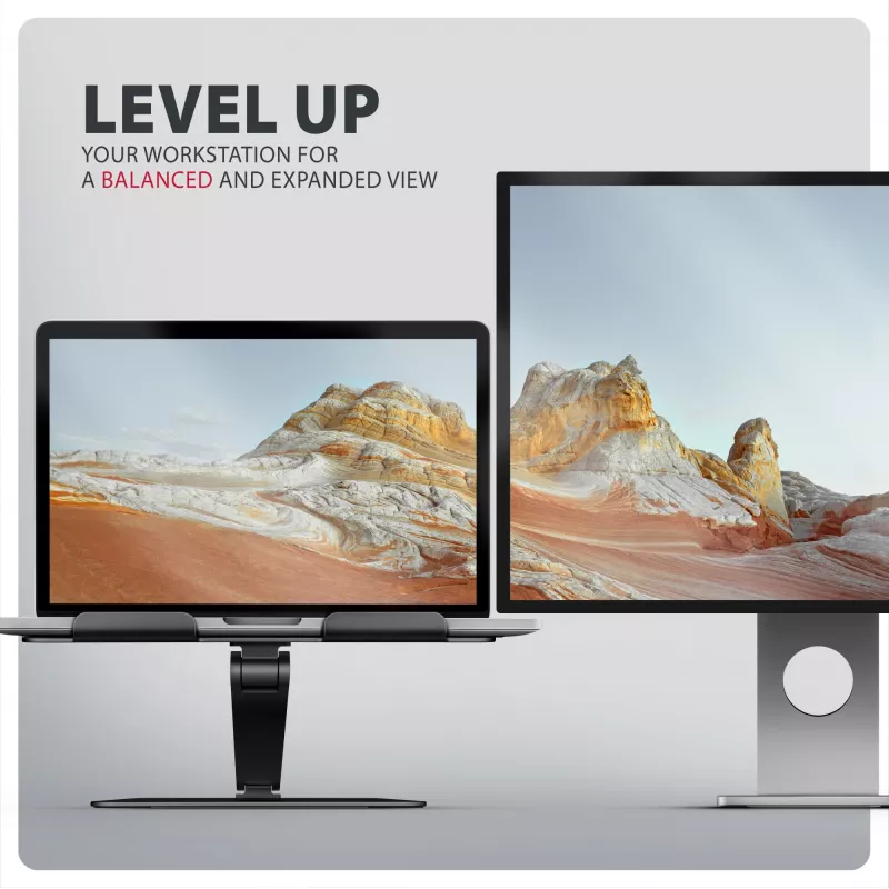 Stojak na laptopa i tablet AXAGON STND-LQB dla 10 cali–17,3 cala, aluminium, czarny, regulowana wysokość 0–20,5 cm i nachylenie 0–180°