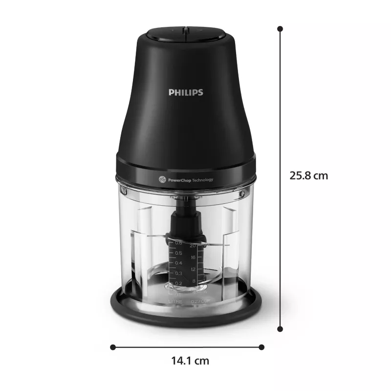 Elektryczny siekacz do żywności Philips HR1501/00 1 L 450 W Czarny 5000 obr./min plastikowa miska ostrze ze stali nierdzewnej 220-240V 50-60Hz