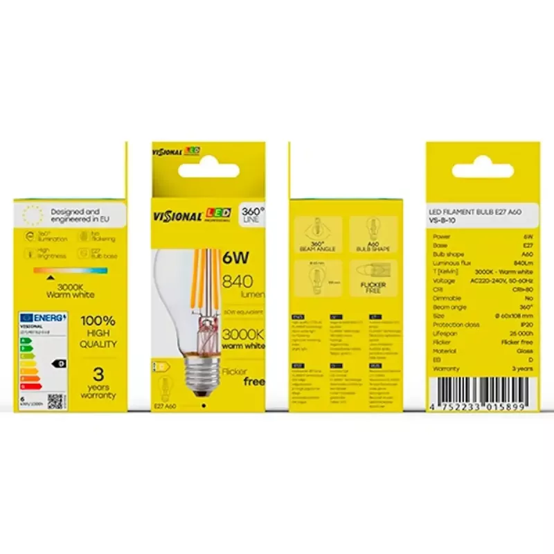VISIONAL VS-B-10 żarówka LED, 6 W, 840 lm, 3000 K