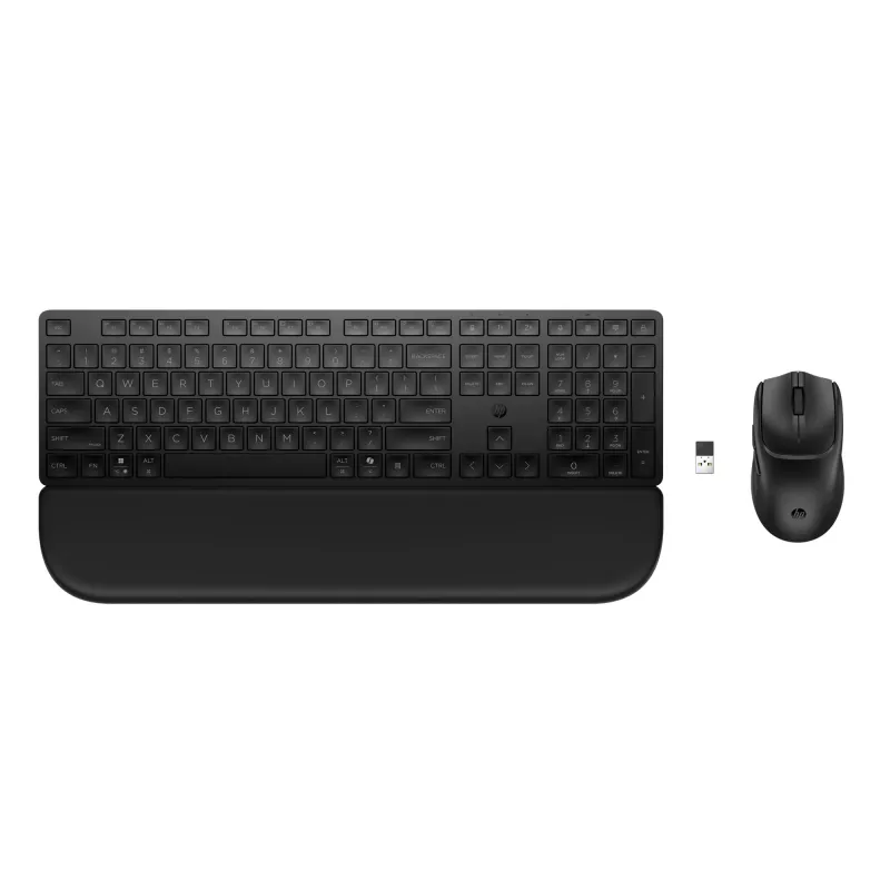 Zestaw klawiatury i myszy HP Multi-device USB/Bluetooth PR585C z podkładką pod nadgarstki, czarny, mysz w zestawie