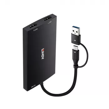 Lindy 43430 adapter kabla wideo 0,11 m USB Type-C 2 x HDMI Czarny