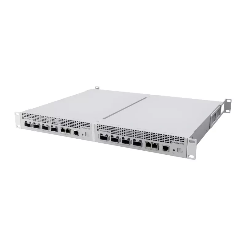 Przełącznik sieciowy MikroTik CRS804-4DDQ-HRM — 10G Ethernet RJ-45 2 porty, konsola RJ-45, szary