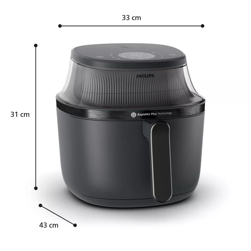 Frytkownica beztłuszczowa Philips 3000 series NA330/00 — 6,2 L, 1700 W, dotykowy LED, czarna