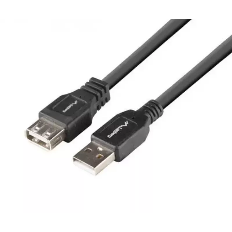 Kabel LANBERG USB-A do USB-A 2.0, męski na żeński, 1,8 m, czarny
