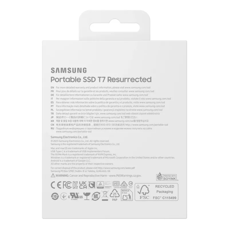 Zewnętrzny dysk SSD Samsung MU-PD2T0G/WW 2 TB USB Type-C 3.2 Gen 2 (3.1 Gen 2) Srebrny