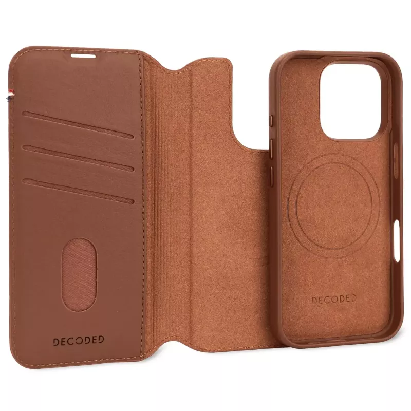 Etui-portfel Decoded iPhone 16 Pro Max brązowy 3 kieszenie na karty