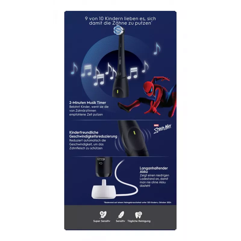 Oral-B iO Kids Spiderman Obrotowa szczoteczka dla dzieci Czarna