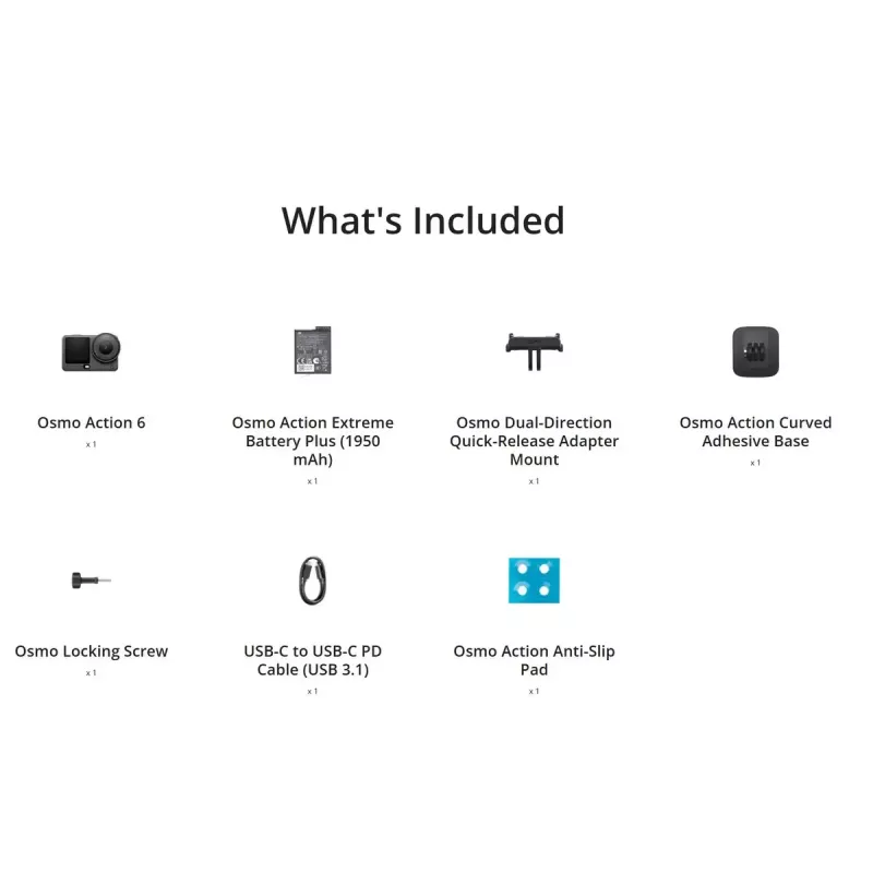 Kamera sportowa DJI Osmo Action 6 Standard Combo — 38 MP CMOS, 4K Ultra HD, 155° FOV, 2-krotny zoom cyfrowy