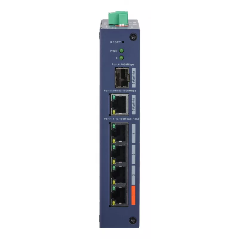 Zarządzalny przełącznik wzmocniony DAHUA CHS4106-4ET-60 — 6-portowy, 4x PoE 10/100, L2, 4,8 Gbit/s, 8000 MAC