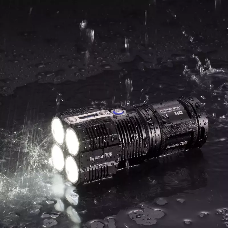 Latarka ręczna Nitecore TM28, LED 4×, maks. 6000 lm, Li‑Ion, czarna, długość 142 mm, waga 414 g