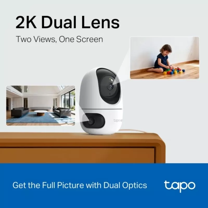 Kamera bezpieczeństwa IP TP-Link Tapo C245D 2304×1296, obiektyw 3,1 mm, 104,3° w poziomie, montaż sufitowy/ścienny, bezprzewodowa, wewnętrzna, biała