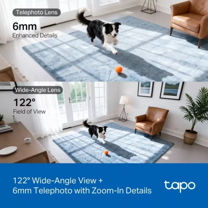 Kamera bezpieczeństwa IP TP-Link Tapo C245D 2304×1296, obiektyw 3,1 mm, 104,3° w poziomie, montaż sufitowy/ścienny, bezprzewodowa, wewnętrzna, biała