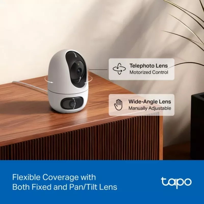 Kamera bezpieczeństwa IP TP-Link Tapo C245D 2304×1296, obiektyw 3,1 mm, 104,3° w poziomie, montaż sufitowy/ścienny, bezprzewodowa, wewnętrzna, biała