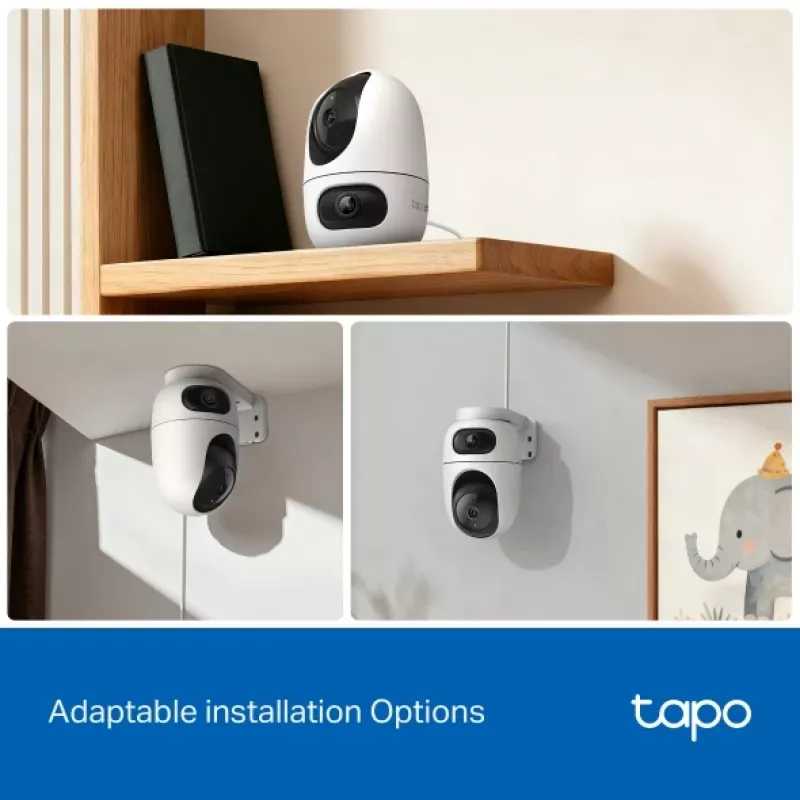 Kamera bezpieczeństwa IP TP-Link Tapo C245D 2304×1296, obiektyw 3,1 mm, 104,3° w poziomie, montaż sufitowy/ścienny, bezprzewodowa, wewnętrzna, biała