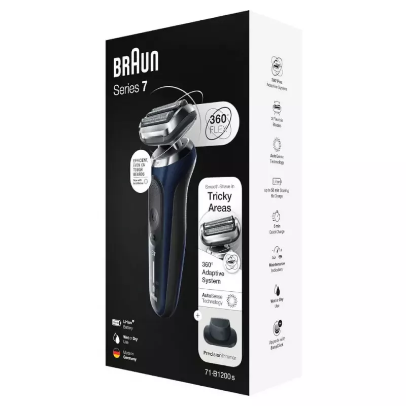Braun Series 7 71-B1200s Golarka foliowa Trymer Niebieski