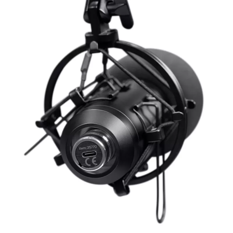 Mikrofon podcastowy TRUST GXT 270 Emita II+ — pojemnościowy USB, przewodowy, obudowa metalowa, czarny, kabel 2,5 m