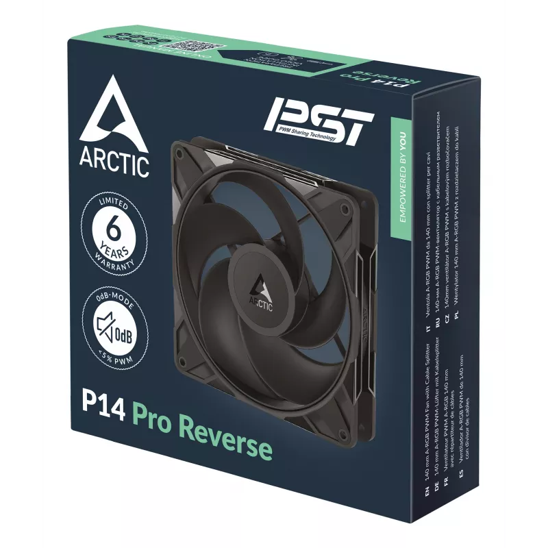 ARCTIC Freezer P14 Pro Reverse - 3 Pack - 140 mm wentylator A-RGB PWM z rozdzielaczem kabli