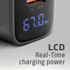 Ładowarka ścienna AXAGON ACU-PQ67D, 67W, USB-C PD3.0 + USB-A QC4+, 2 wyjścia, wyświetlacz LCD, 100–240V