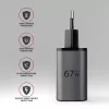 Ładowarka ścienna AXAGON ACU-PQ67D, 67W, USB-C PD3.0 + USB-A QC4+, 2 wyjścia, wyświetlacz LCD, 100–240V