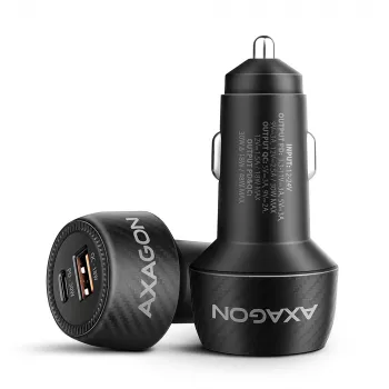 Ładowarka samochodowa AXAGON PWC-PQ48, 48W, USB-C (PD3.0) + USB-A (QC4+), wejście 12–24V, czarna