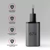 Ładowarka ścienna AXAGON ACU-PQ67, 67W, PD3.0 + QC4+, 1x USB-C + 1x USB-A, 100–240 V, szary/czarny