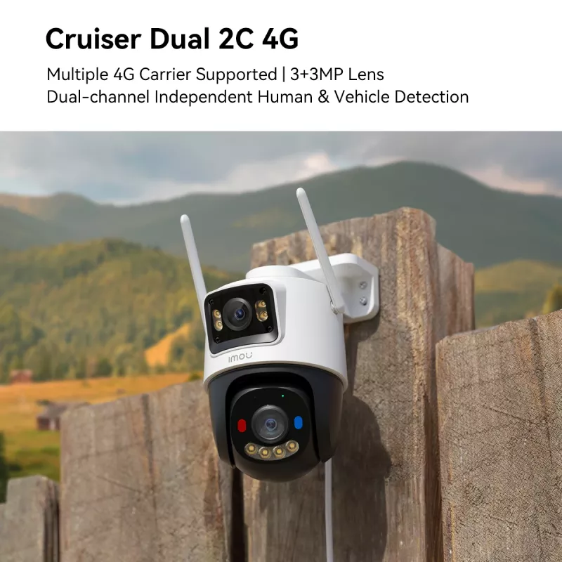 Kamera IP do monitoringu IMOU Cruiser Dual 2C 4G Turret zewnętrzna 2304×1296 obiektyw 3,6 mm sufit/ściana