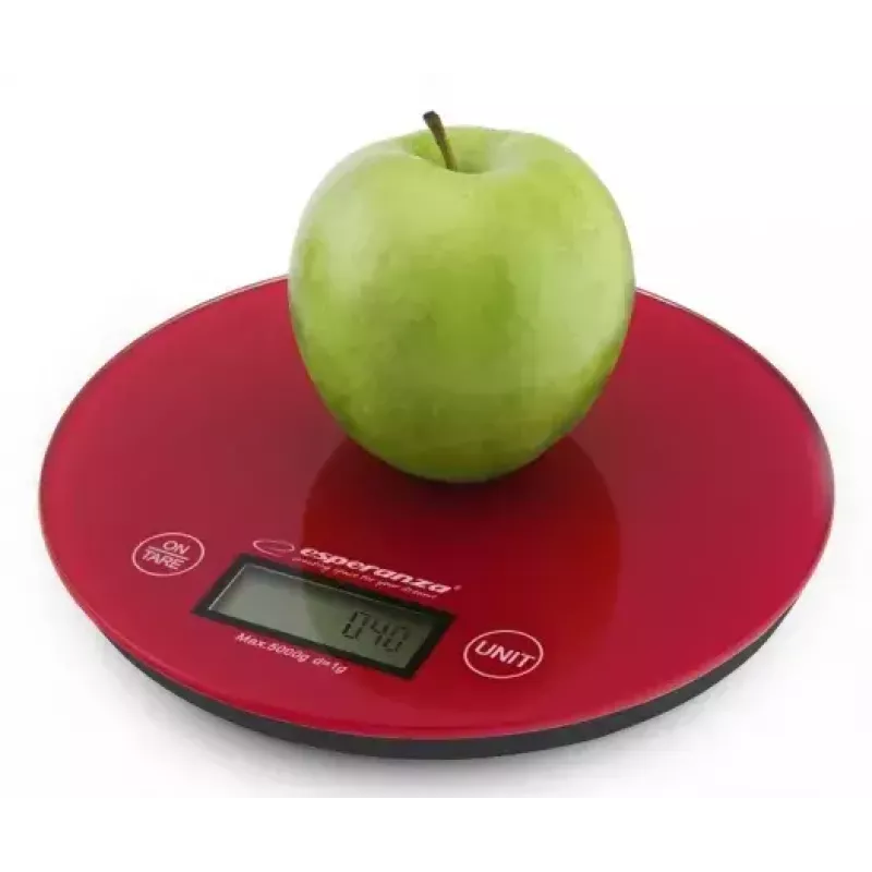 Elektroniczna waga kuchenna ESPERANZA EKS003R — pojemność 5 kg, tara, g/lb/oz, czerwona