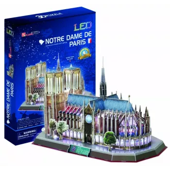 Puzzle 3D CubicFun Notre Dame (światło) — model DA-20509, lekka edycja podświetlana