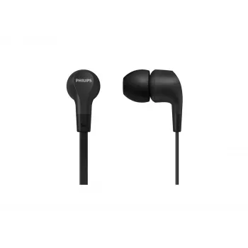 Przewodowy zestaw słuchawkowy douszny Philips TAE1105BK/00 — czarny, wewnątrzkanałowy, kabel 1,2 m, 14,7 g