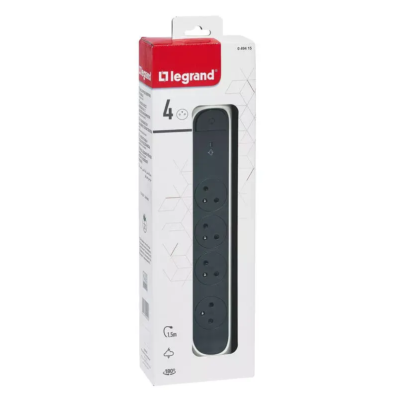Listwa zasilająca Legrand 0 494 15 4 gniazda AC Szary Biały