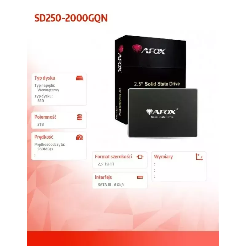 Dysk SSD AFOX 2 TB 2,5 cala SATA SD250-2000GQN