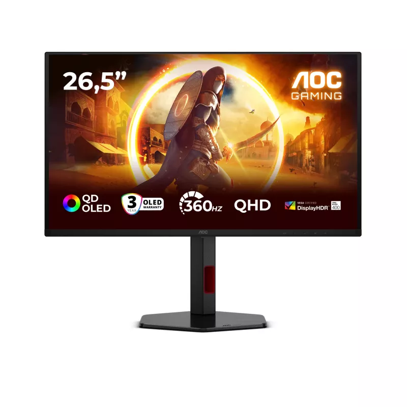 AOC G4 Q27G4SDR monitor komputerowy 67,3 cm (26,5 cala) 2560 x 1440 pikseli Quad HD QD-OLED Czarny, Czerwony