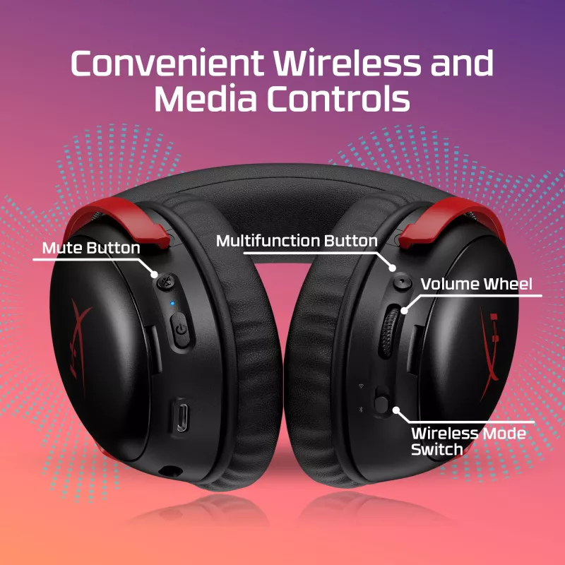 HyperX Cloud III S Wireless - Zestaw słuchawkowy gamingowy (Czarny)