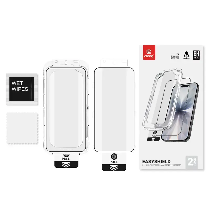 Szkło hartowane Crong EasyShield 2-pack do iPhone 17 / 17 Pro / 16 Pro, aluminokrzemianowe, błyszczące