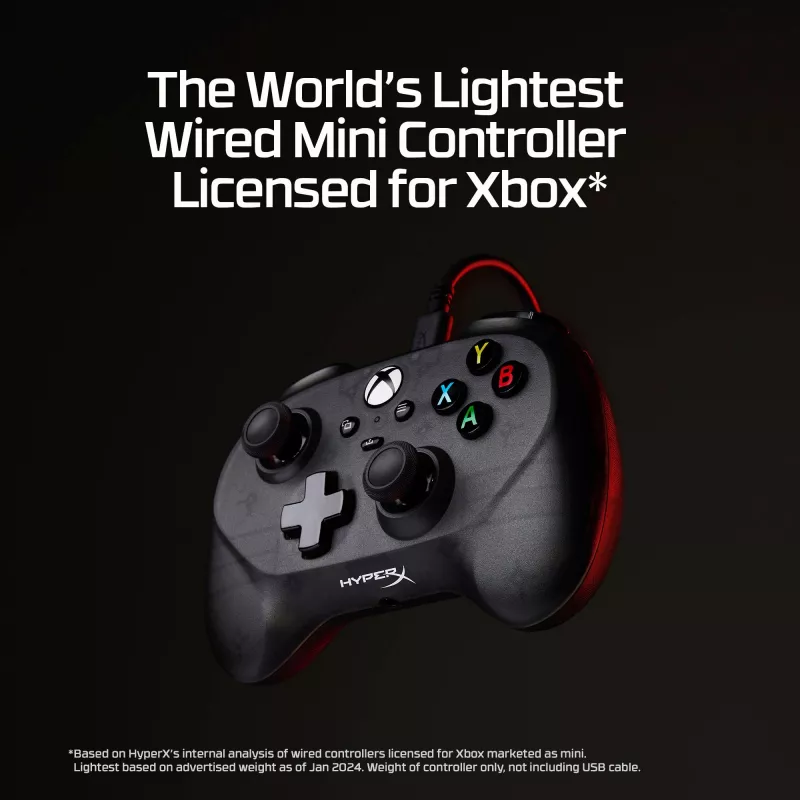 HyperX Clutch Tanto Mini WD Kontroler do gier, Joystick, Xbox, Xbox One, Przewodowy, USB, Czarny, 2.95 m