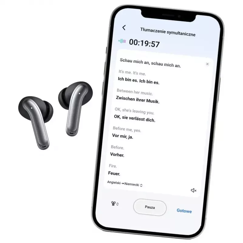 Bezprzewodowe słuchawki douszne Audiocore AC591 PRO — hybrydowy ANC, ENC, 6 mikrofonów, ładowanie USB‑C, do 9h odtwarzania, kompatybilne z Tuya, czarne