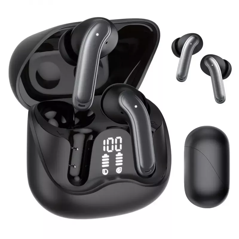 Bezprzewodowe słuchawki douszne Audiocore AC591 PRO — hybrydowy ANC, ENC, 6 mikrofonów, ładowanie USB‑C, do 9h odtwarzania, kompatybilne z Tuya, czarne